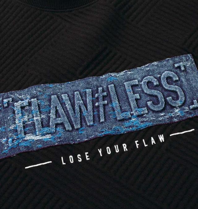 大きいサイズ in the attic ジャガード デニムエンボス加工 トレーナー ブラック 3L 4L 5L 6L/1258-4371-2-79