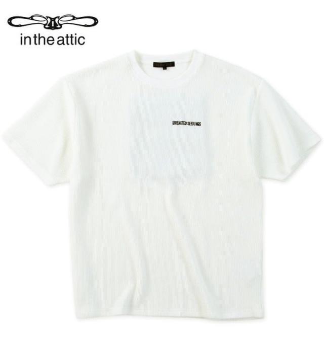 大きいサイズ in the attic デニム エンボス プリント ジャガード 半袖 Tシャツ ホワイト 3L 4L 5L 6L/1258-5222-1-79