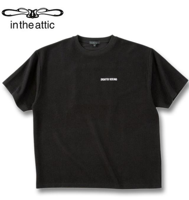 大きいサイズ in the attic デニム エンボス プリント ジャガード 半袖 Tシャツ ブラック 3L 4L 5L 6L/1258-5222-2-79