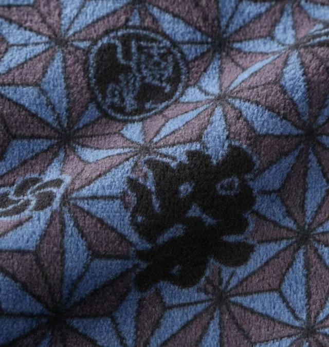 大きいサイズ 黒柴印和んこ堂 麻の葉紋様柄 ふわもこ 半纏 はんてん ネイビー 3L 5L 7L/1258-5324-1-79