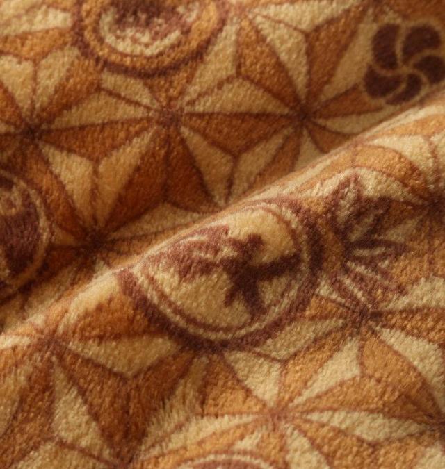 大きいサイズ 黒柴印和んこ堂 麻の葉紋様柄 ふわもこ 半纏 はんてん キャメル 3L 5L 7L/1258-5324-2-79