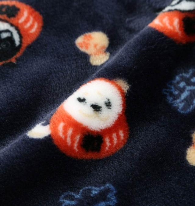 大きいサイズ 黒柴印和んこ堂 だるま柄 ふわもこ 着る毛布 ネイビー 3L 5L 7L/1258-5325-1-79