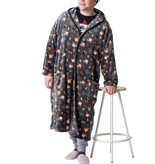 大きいサイズ 黒柴印和んこ堂 だるま柄 ふわもこ 着る毛布 チャコール 3L 5L 7L/1258-5325-2-79