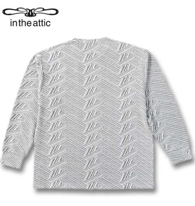 大きいサイズ in the attic ジャガード 刺繍 長袖 Tシャツ オフホワイト 3L 4L 5L 6L/1258-5360-1-79