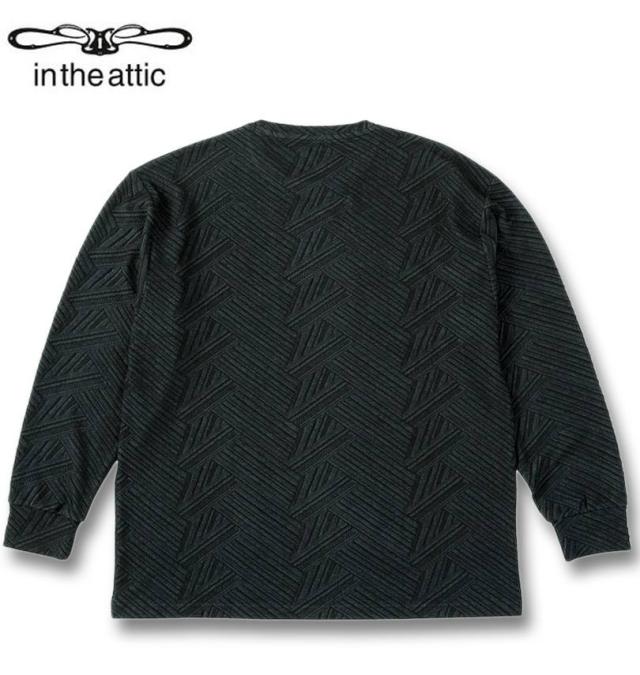 大きいサイズ in the attic ジャガード 刺繍 長袖 Tシャツ ブラック 3L 4L 5L 6L/1258-5360-2-79