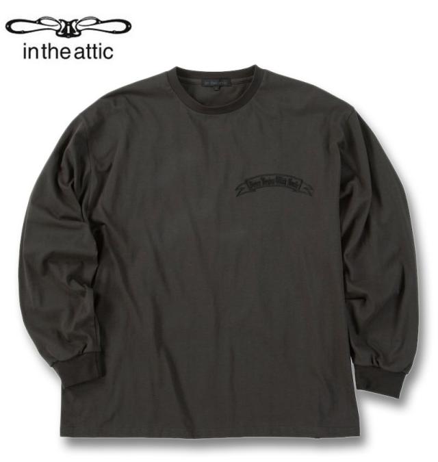 大きいサイズ in the attic ベアシルエット 発泡箔プリント 長袖 Tシャツ チャコール 3L 4L 5L 6L/1258-5361-1-79