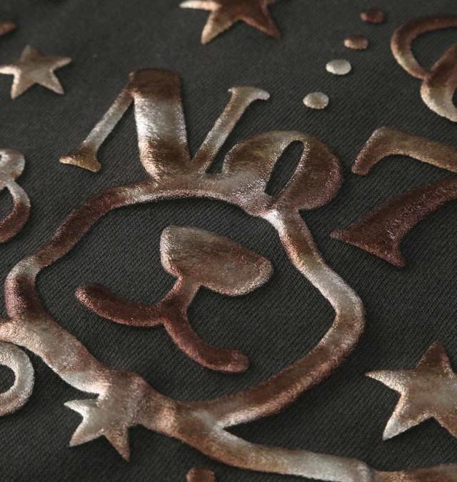 大きいサイズ in the attic ベアシルエット 発泡箔プリント 長袖 Tシャツ チャコール 3L 4L 5L 6L/1258-5361-1-79