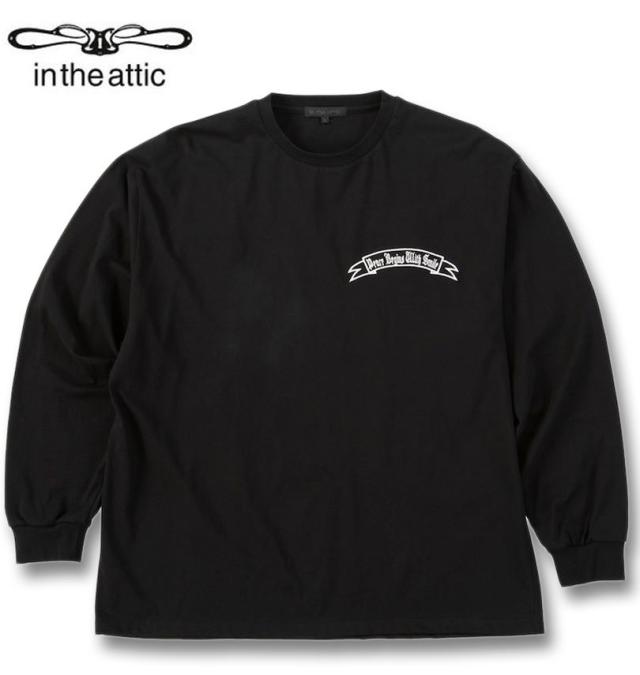 大きいサイズ in the attic ベアシルエット 発泡箔プリント 長袖 Tシャツ ブラック 3L 4L 5L 6L/1258-5361-2-79