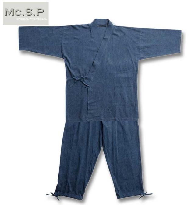 大きいサイズ Mc.S.P 綿麻 しじら 作務衣 ネイビー 3L 4L 5L 6L 7L/1259-4220-1-79