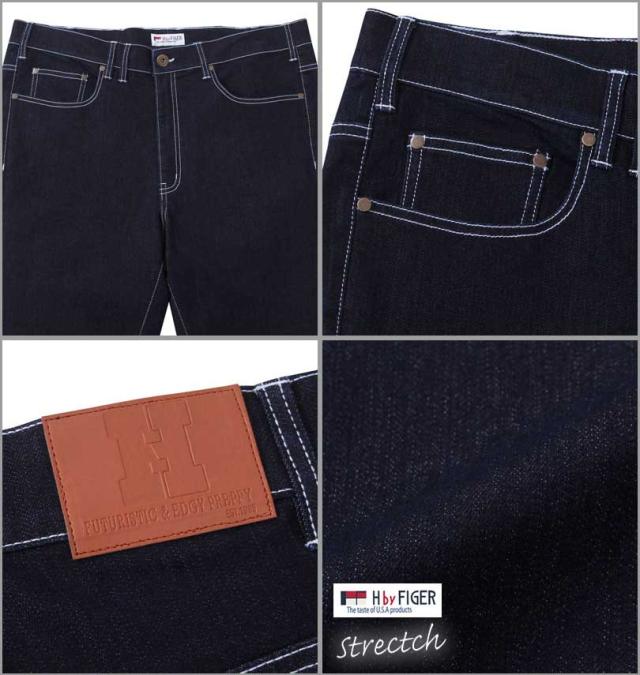大きいサイズ H by FIGER ストレッチデニムパンツ ネイビー 100cm〜160cm/1264-3100-1-79