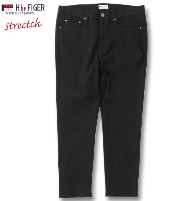 大きいサイズ H by FIGER ストレッチデニムパンツ ブラック 100cm〜160cm/1264-3100-2-79