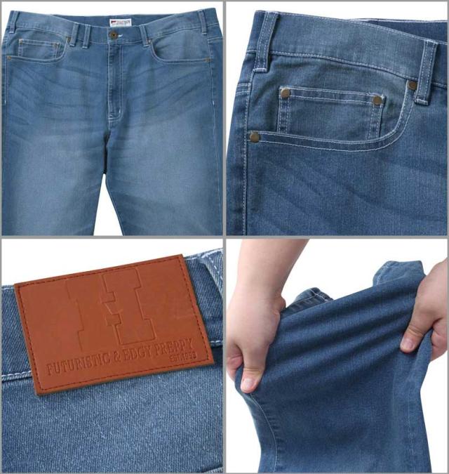 大きいサイズ H by FIGER ストレッチデニムパンツ サックス 100cm〜160cm/1264-3100-4-79