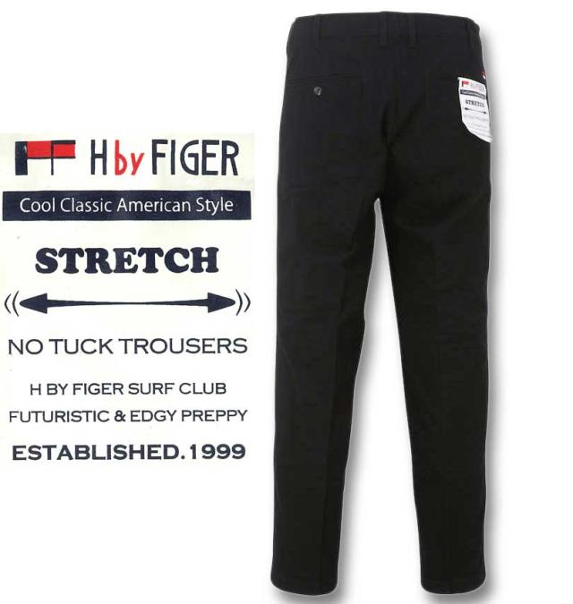 大きいサイズ H by FIGER ストレッチチノパンツ ブラック 100cm〜160cm/1264-3230-2-79