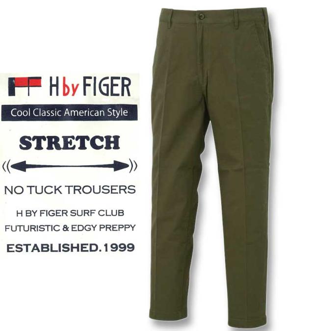 大きいサイズ H by FIGER ストレッチチノパンツ カーキ 100cm〜160cm/1264-3230-4-79