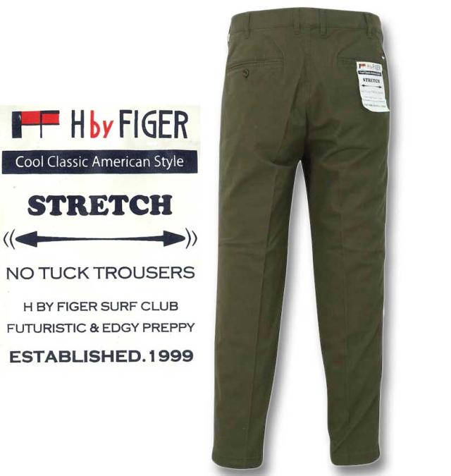 大きいサイズ H by FIGER ストレッチチノパンツ カーキ 100cm〜160cm/1264-3230-4-79