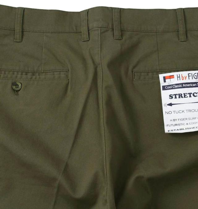 大きいサイズ H by FIGER ストレッチチノパンツ カーキ 100cm〜160cm/1264-3230-4-79