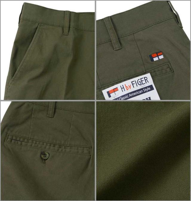 大きいサイズ H by FIGER ストレッチチノパンツ カーキ 100cm〜160cm/1264-3230-4-79
