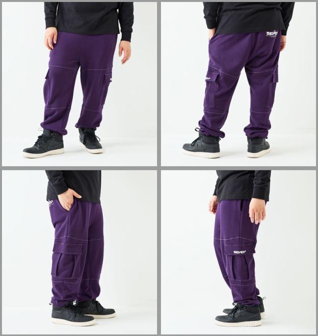 大きいサイズ SEVEN2 裏毛 スウェット カーゴパンツ ダークパープル 3L 4L 5L 6L 8L/1264-5310-3-79