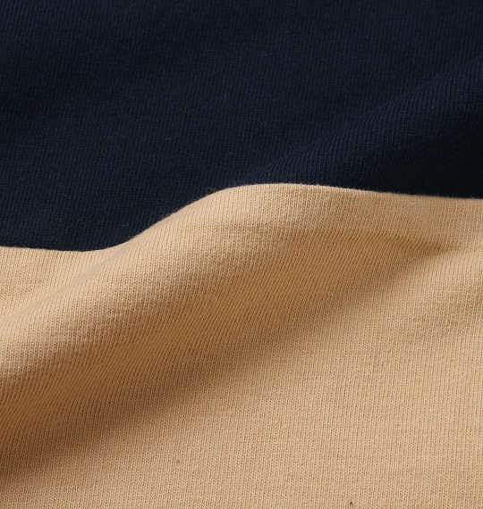 大きいサイズ H by FIGER 切替長袖ラガーシャツ ベージュ×ネイビー 3L 4L 5L 6L 8L/1268-2341-3-79