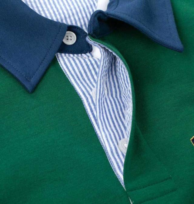 大きいサイズ H by FIGER 天竺 切替 半袖 ポロシャツ ネイビー×グリーン 3L 4L 5L 6L 8L/1268-4241-1-79