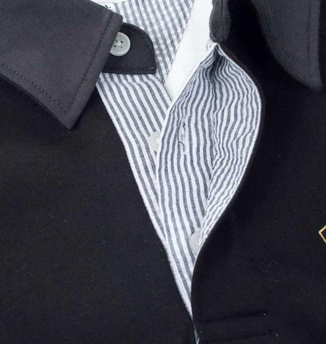 大きいサイズ H by FIGER 天竺 切替 半袖 ポロシャツ チャコール×ブラック 3L 4L 5L 6L 8L/1268-4241-2-79