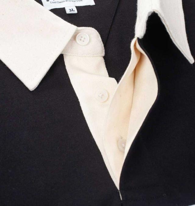 大きいサイズ H by FIGER 天竺 切替 半袖 ラガーシャツ ブラック×チャコール 3L 4L 5L 6L 8L/1268-4242-2-79