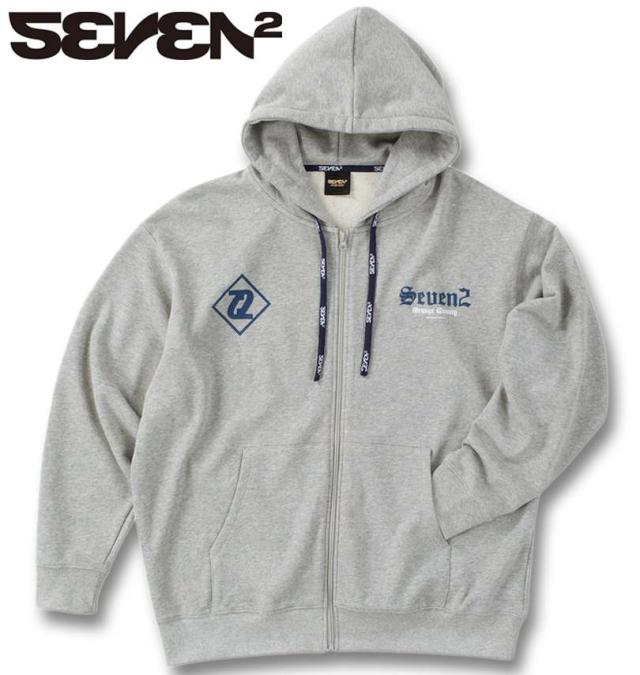 大きいサイズ SEVEN2 裏毛 フルジップ パーカー ヘザーグレー 3L 4L 5L 6L 8L/1268-4302-1-79