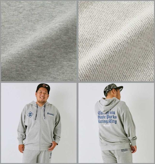 大きいサイズ SEVEN2 裏毛 フルジップ パーカー ヘザーグレー 3L 4L 5L 6L 8L/1268-4302-1-79