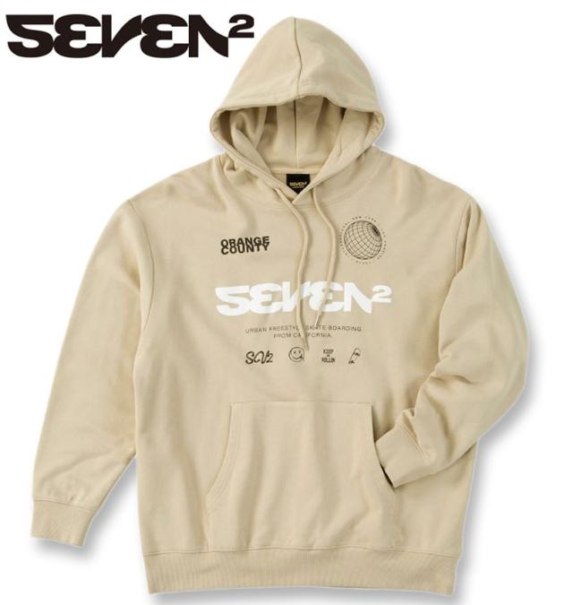 大きいサイズ SEVEN2 裏毛 プルパーカー ベージュ 3L 4L 5L 6L 8L/1268-5301-1-79