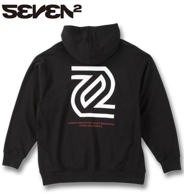 大きいサイズ SEVEN2 裏毛 プルパーカー ブラック 3L 4L 5L 6L 8L/1268-5301-2-79