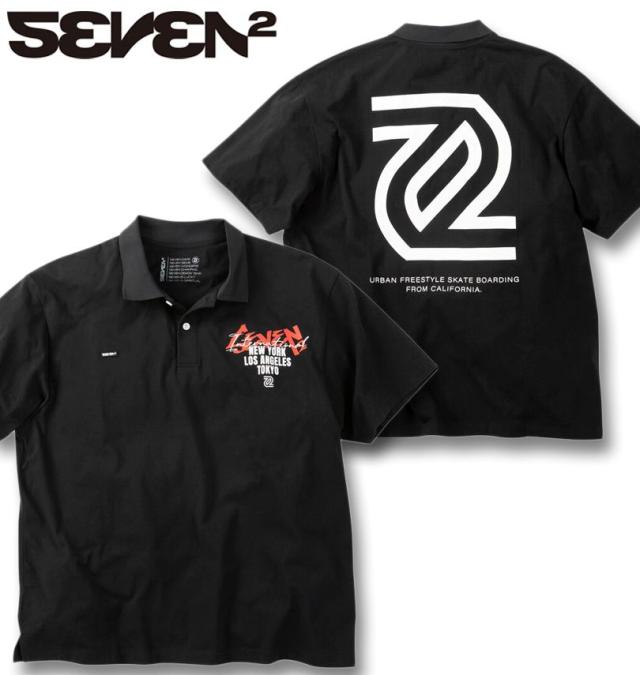 大きいサイズ SEVEN2 天竺 半袖 ポロシャツ ブラック 3L 4L 5L 6L 8L/1268-6211-2-79