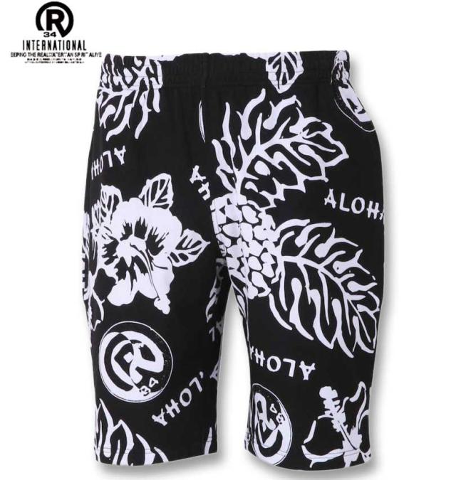 大きいサイズ RealBvoice スウェットハーフパンツ ブラック 3L 4L 5L 6L/1274-3273-2-79