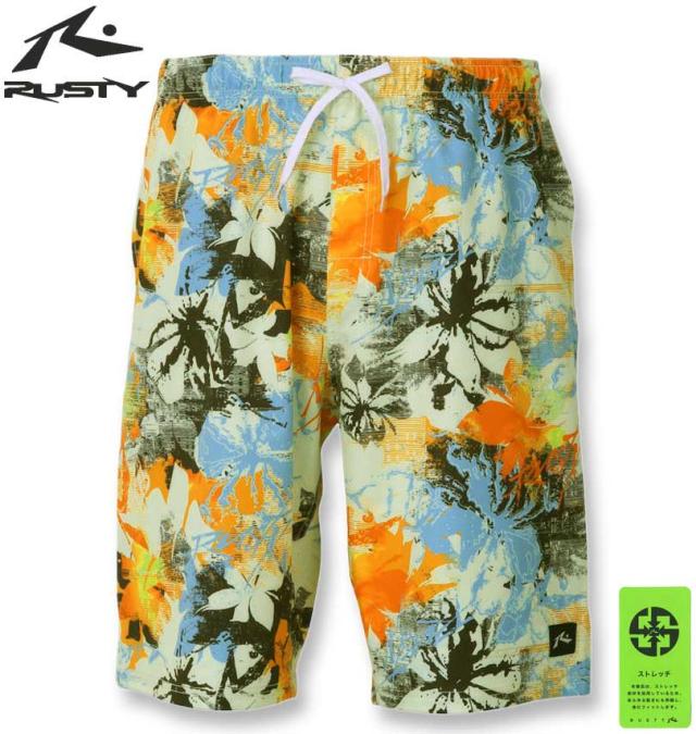 大きいサイズ RUSTY 4WAYストレッチ サーフパンツ イエロー 3L 4L 5L 6L 8L/1274-4140-1-79