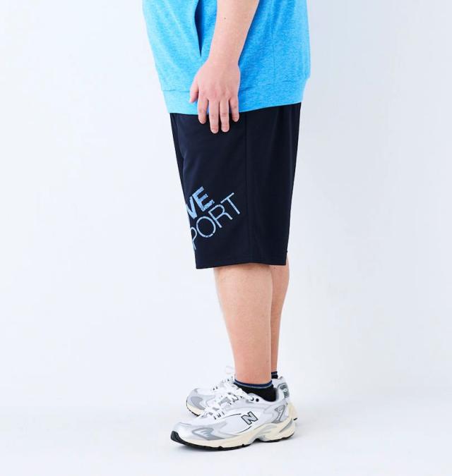 大きいサイズ MOVESPORT ビッグロゴ ハーフパンツ ネイビー 3L 4L 5L 6L/1274-5245-1-79