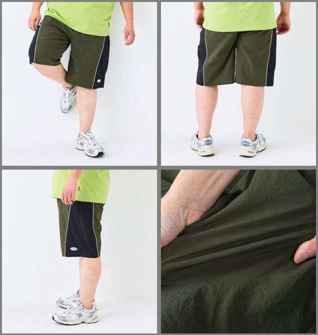 大きいサイズ (What it isNt) ポリストレッチクロス ハーフパンツ カーキ 3L 4L 5L 6L 8L/1274-5530-1-79