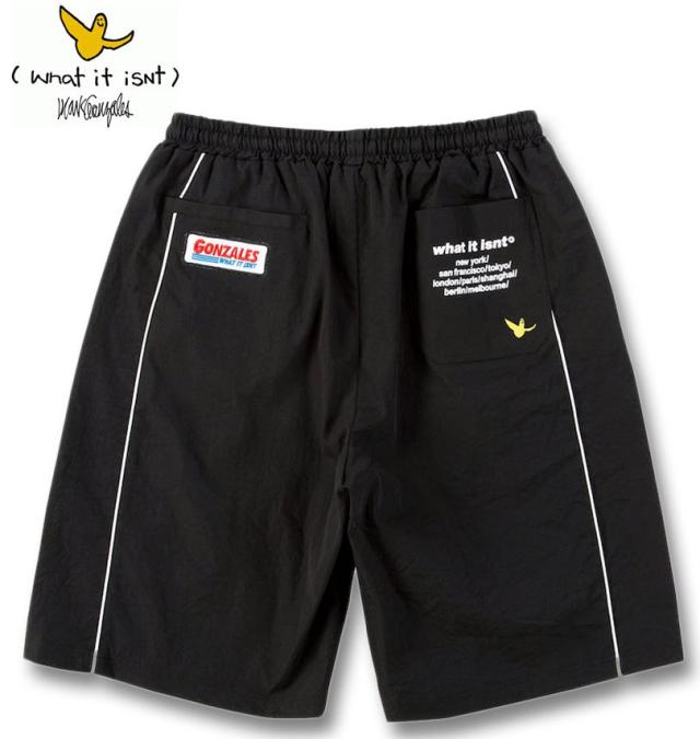 大きいサイズ (What it isNt) ポリストレッチクロス ハーフパンツ ブラック 3L 4L 5L 6L 8L/1274-5530-2-79