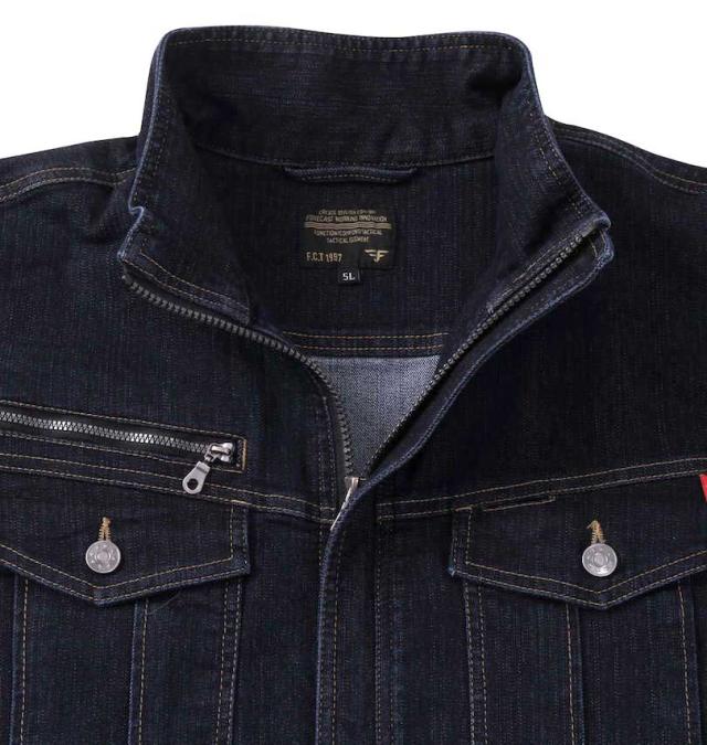 大きいサイズ FORECAST 激ラクデニムブルゾン ネイビー 5L 6L 7L 8L/1276-3211-1-79