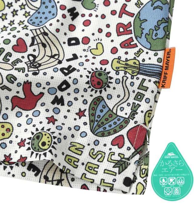 大きいサイズ KRIFF MAYER かるさらエアー 総柄 プリント 開襟 半袖シャツ ナチュラル(ヒッピー柄) 3L 4L 5L 6L 8L/1277-5260-1-79