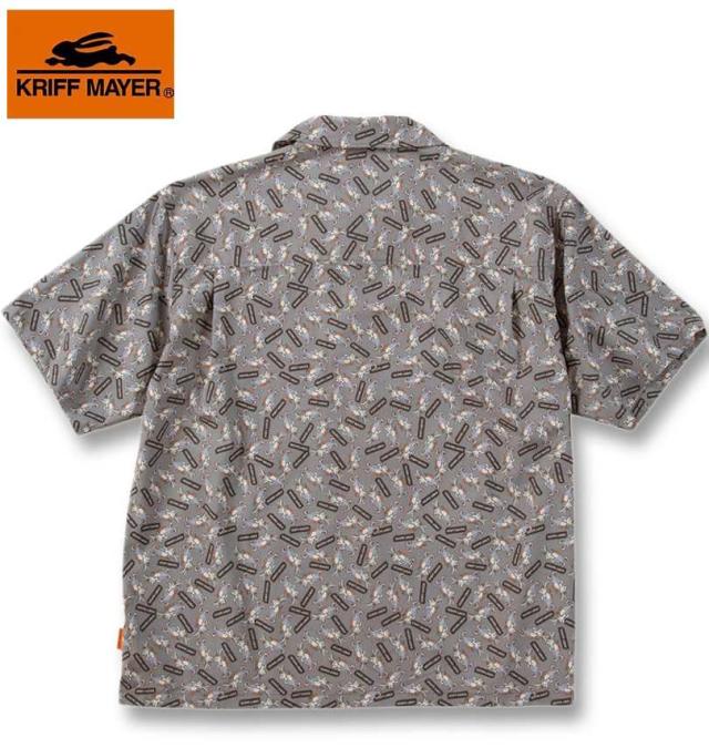 大きいサイズ KRIFF MAYER かるさらエアー 総柄 プリント 開襟 半袖シャツ グレー(クリフラビット柄) 3L 4L 5L 6L 8L/1277-5260-2-79