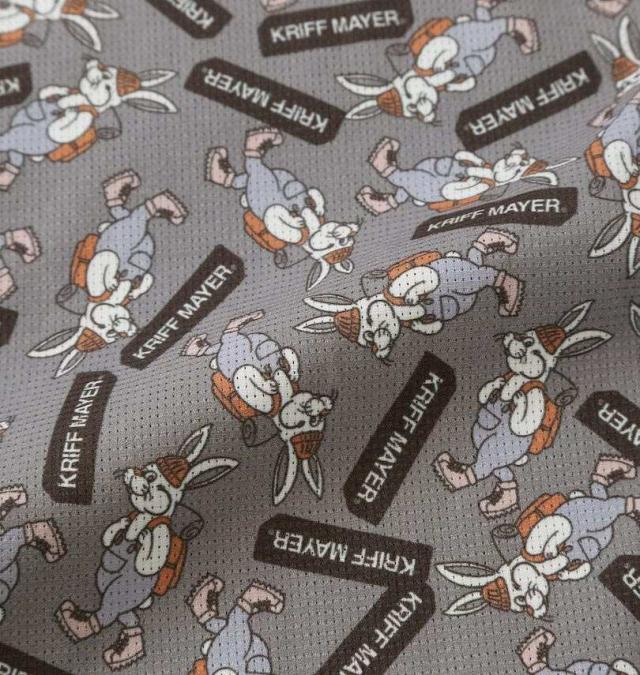 大きいサイズ KRIFF MAYER かるさらエアー 総柄 プリント 開襟 半袖シャツ グレー(クリフラビット柄) 3L 4L 5L 6L 8L/1277-5260-2-79