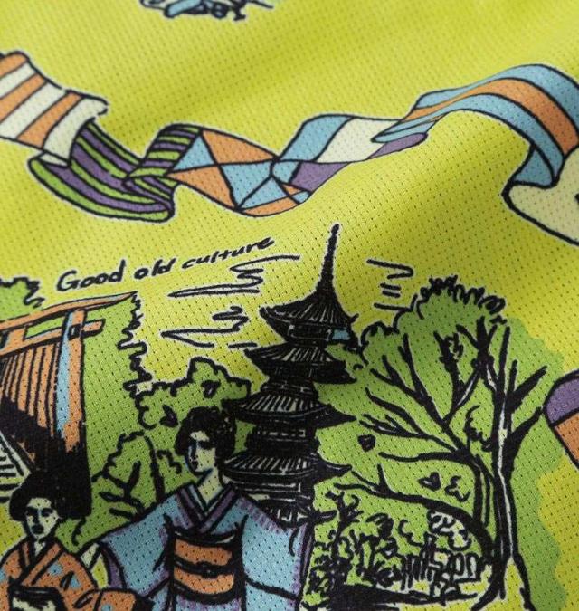 大きいサイズ KRIFF MAYER かるさらエアー 総柄 プリント 開襟 半袖シャツ イエロー(マップ柄) 3L 4L 5L 6L 8L/1277-5260-3-79