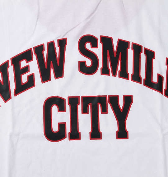 大きいサイズ UP!SMILE クレイジー切替長袖Tシャツ ホワイト 3L 4L 5L 6L/1278-1625-1-79