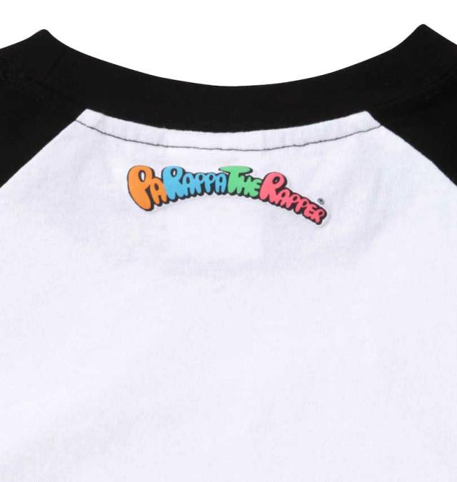 大きいサイズ Pa Rappa The Rapper グラフィック発泡プリント ラグラン長袖Tシャツ ホワイト×ブラック 3L 4L 5L 6L/1278-3667-1-79