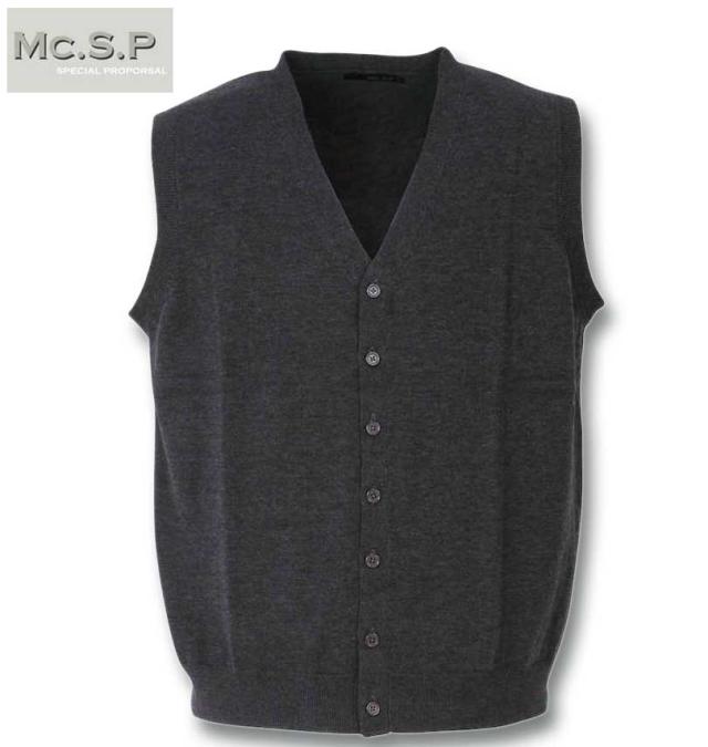 大きいサイズ Mc.S.P ニットベスト チャコール 3L 4L 5L 6L 8L/1278-4376-1-79