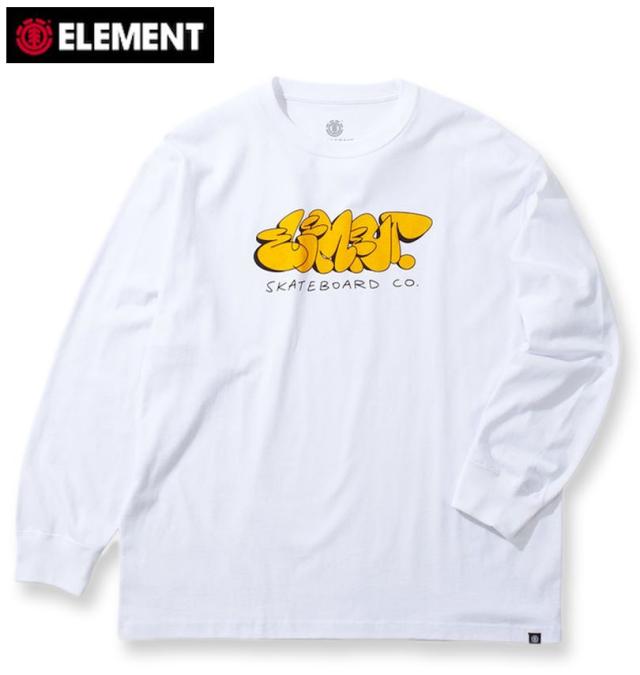 大きいサイズ ELEMENT TAG 長袖 Tシャツ ホワイト 3L 4L 5L 6L/1278-4615-1-79