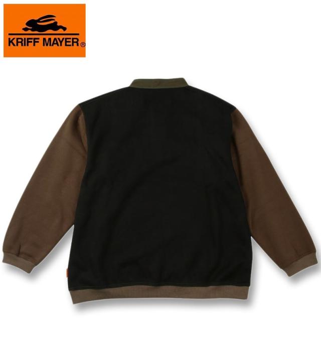 大きいサイズ KRIFF MAYER レトロカラー ヘンリーネック スウェット ブラック 3L 4L 5L 6L 8L/1278-4691-2-79