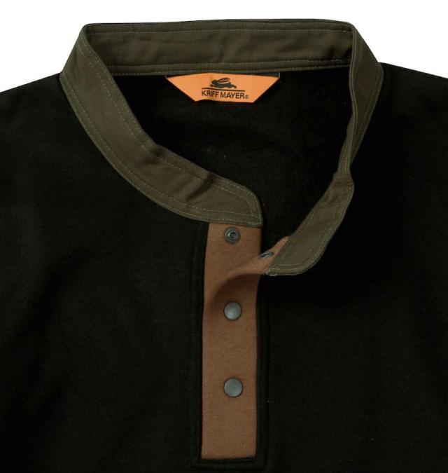 大きいサイズ KRIFF MAYER レトロカラー ヘンリーネック スウェット ブラック 3L 4L 5L 6L 8L/1278-4691-2-79