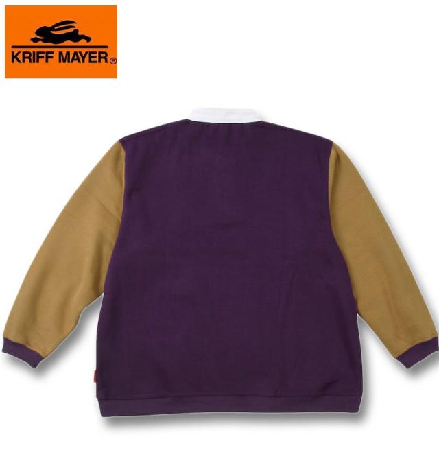 大きいサイズ KRIFF MAYER レトロカラー ヘンリーネック スウェット パープル 3L 4L 5L 6L 8L/1278-4691-3-79