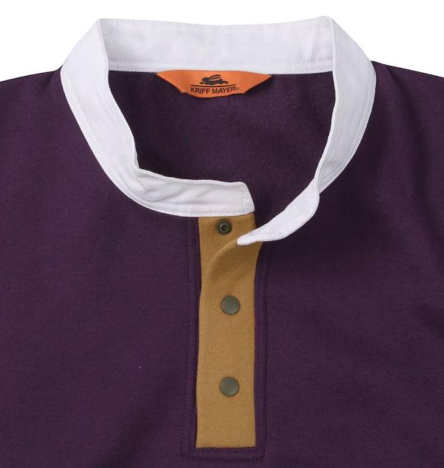 大きいサイズ KRIFF MAYER レトロカラー ヘンリーネック スウェット パープル 3L 4L 5L 6L 8L/1278-4691-3-79