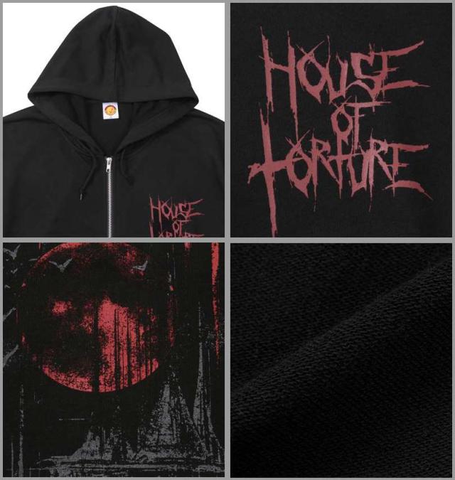 大きいサイズ 新日本プロレス HOUSE OF TORTURE 「RED MOON」 フルジップ パーカー ブラック 3L 4L 5L 6L/1278-4701-1-79
